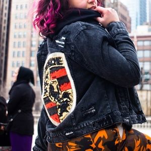 “Porsche” Black Denim Jacket